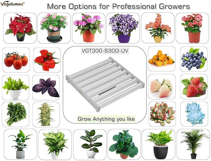 300Watt LED Grow Lamp UV IR Full Spectrum 4x4 5x5ft Coverage Grow Light Bar with 1092pcs Diodes 7 Bars Led Plant Growing Lamp for Vertical Farming Commercial Dimmable Easy Installation