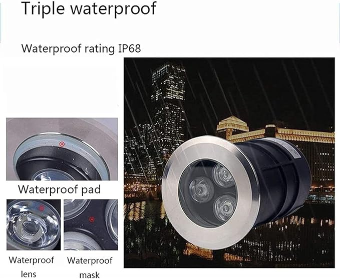 Underground Light LED - 12/24V Garden Courtyard Light Embedded Underwater Spotlight Stainless Steel IP68 Waterproof Landscape Lighting Underwater Pond Spotlight (Red 12W)