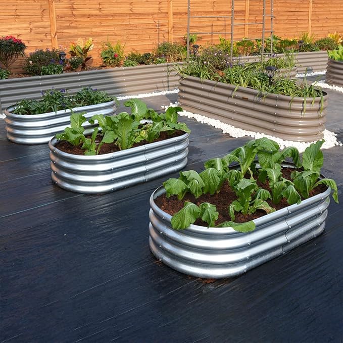 4x2x1ft Galvanized Raised Garden Bed Outdoor 3-Pack 12 Tall Metal Raised Beds for Gardening Planter Boxes for Plants Vegetables Flowers Herbs &amp Tomato Bottomless Elevated Garden Beds Kit Si