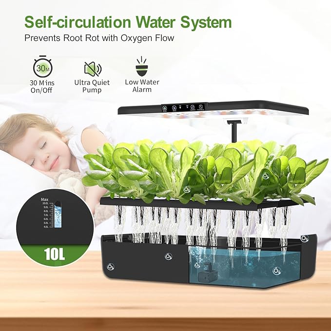 22 Pods Hydroponics Growing System with LED Grow Light Indoor Herb Garden Kit for Vegetables Lettuce Strawberries Fruits &amp Flowers Automatic Light Modes No Seeds Included
