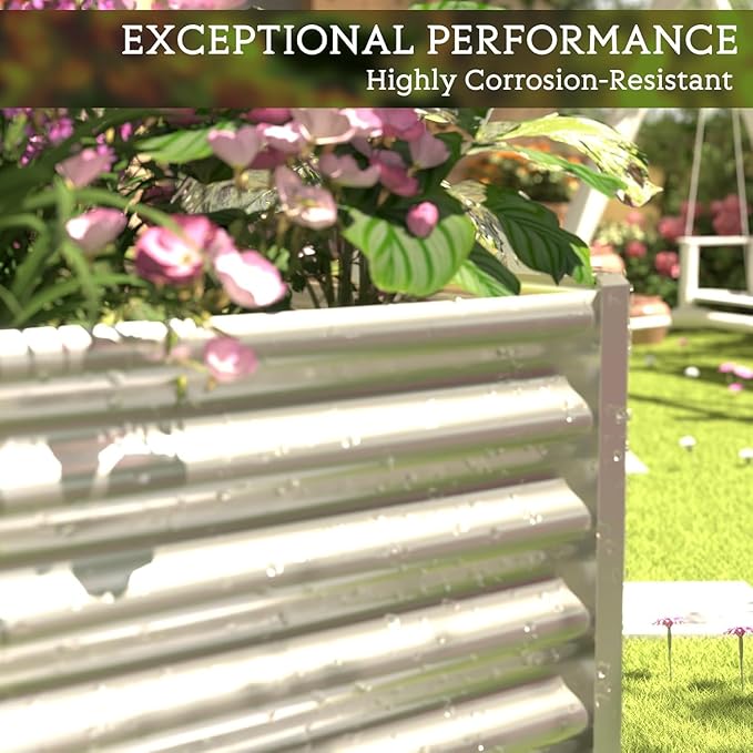 BTDVR 3 Pcs 8×4ft Galvanized Raised Garden Bed Outdoor Metal Raised Beds for Vegetables Above Ground Garden Box for Flower Steel Garden Bed for Gardening