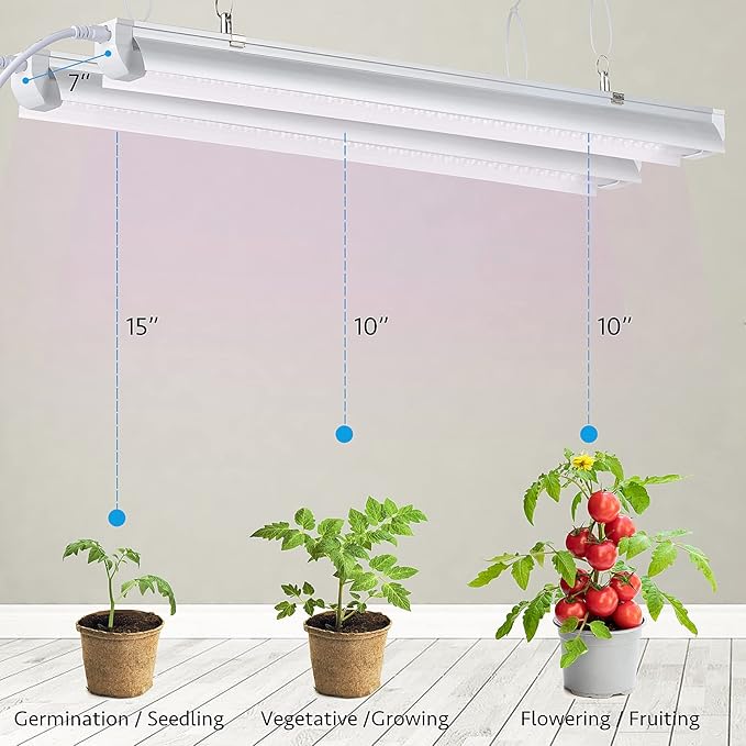 Grow Light 2ft T8150W(6 x 25W 900W Equivalent) Super Bright Full Spectrum Sunlight Plant Light LED Grow Light Strips Grow Light Bulbs for Indoor PlantsGreenhouse6-Pack