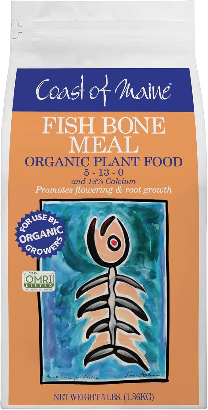 Coast of Maine 3lb (Pack of 6) Fish Bone Meal Organic Plant Food and Calcium OMRI Listed - Promotes Flowering and Root Growth