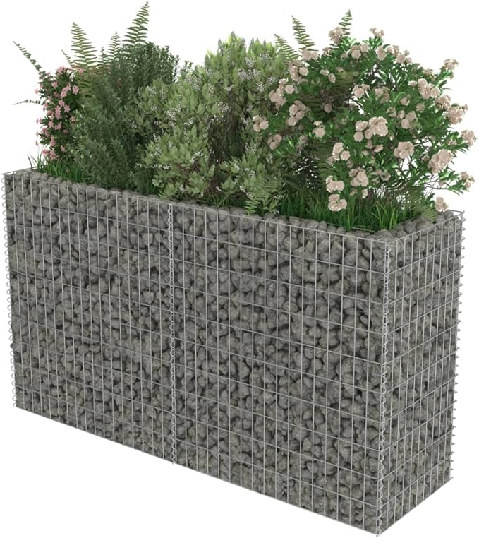 Gabion Raised Bed Gardening Box Garden beds Outdoor Patio planters Raised Flower Bed Suitable for Nursery Courtyard Arboretum Orchard Galvanized Steel 70.9x19.7x39.4