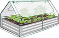 Raised Garden Bed with Cover Outdoor Galvanized Metal Planter Box with PE Cover 2 Large Screen Windows 6x3x3 FT 3-in-1 Gardening Set with 1 Pair of Gloves for Vegetable Flower Herb Succulent Clear