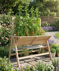 Wooden Elevated Garden Bed with Legs - 52x30x54 Inch Raised Garden Bed Vertical Planter with Trellis Suitable for Growing Vegetables Flowers and Herbs Outdoor Wooden Vertical Garden Bed