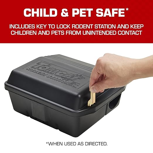 Tomcat Rodent Station Includes 1 Rodent Station with 4 Bait Securing Rods and 1 Security Key - Fits Rat or Mouse Sized Traps (Baits &amp Traps Sold Separately) - Use Indoors or Outdoors (Pack of 5)