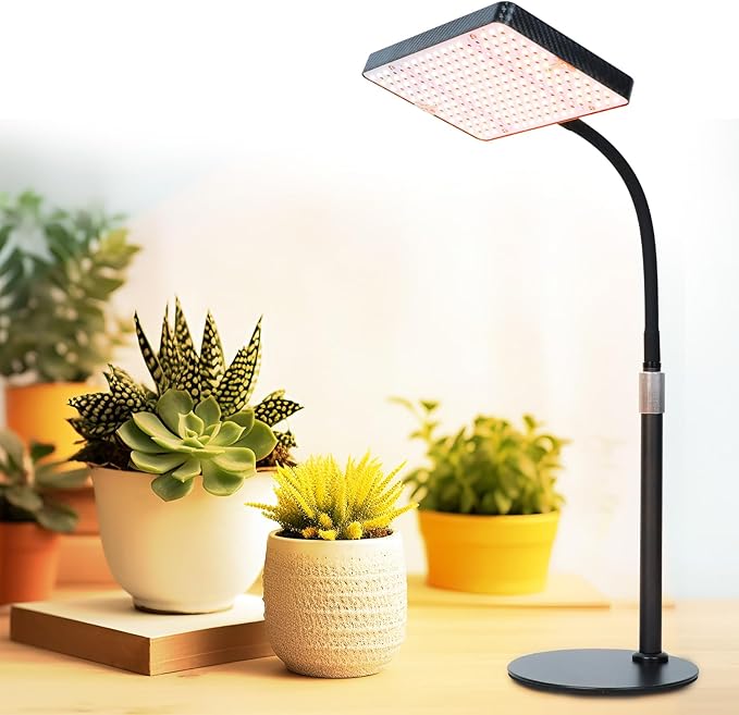 FECiDA Desk Grow Lights for Indoor Plants Bonsai Seed Starting Table Top Grow Light UV-IR Full Spectrum 25 Watt Power Draw Bright Enough LED Growing Lamp 16-24 Height Adjustable