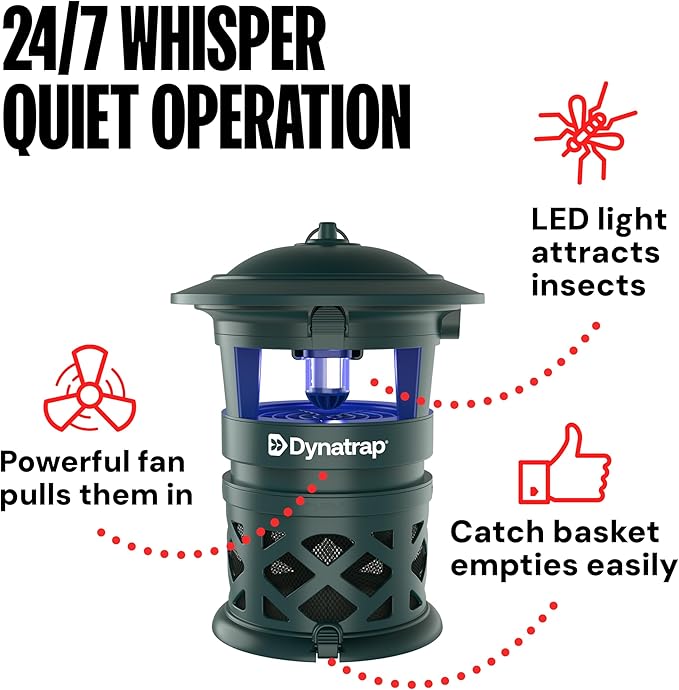 DynaTrap DT1130-GRSR 1/2 Acre Mosquito &amp Flying Insect Outdoor Trap and Killer – Kills Mosquitoes Flies Wasps Gnats &amp Other Flying Insects - Bug Zapper Alternative – Green
