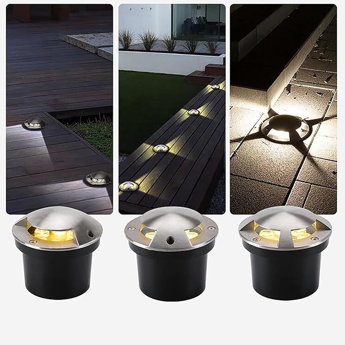 Ground LED Landscape Lights - Outdoor Buried Lights AC 12V One/Two/Four Side Embedded Spotlight IP67 Waterproof Stainless Steel Light-transmitting Underground Lamp1w-green-42MM-B