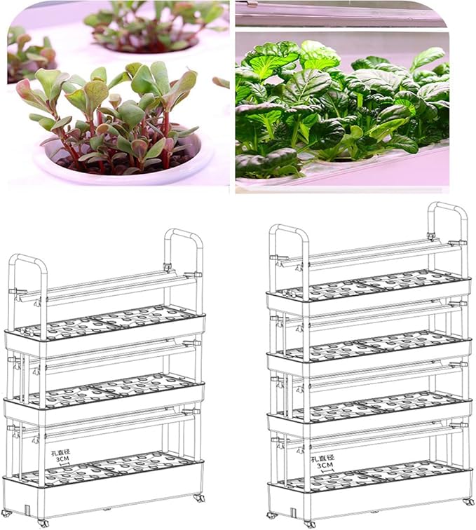 48/64 /90/120 Holes Indoor Garden Hydroponics Growing System Plant Herb Garden Plant Germination Kit with LED Light for Home Vegetables FruitsGrowSponge-90holes