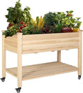 MUPATER Raised Garden Bed Planter Box with Four Wheels and Legs for Herbs and Vegetables Elevated Garden Bed with Drainage Holes for Outdoor Indoor
