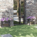 Garden Planter Set of 2 Grey Solid Pinewood Large Durable Rectangular Outdoor Raised Garden Beds for Flowers Vegetables