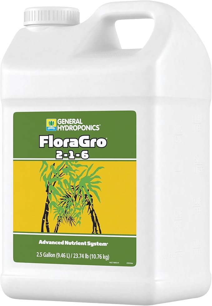 General Hydroponics FloraGro Plant Food 2-1-6 2.5 gal.