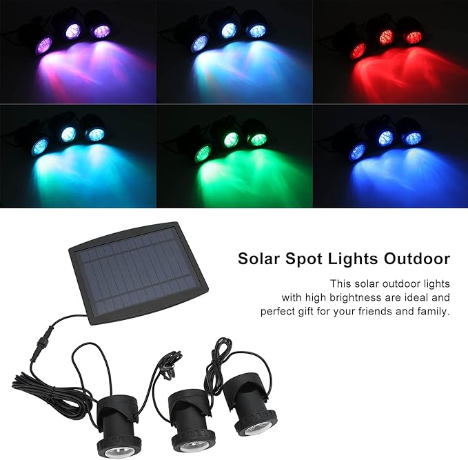 Tyenaza Solar Spotlights Outdoor Solar Garden Lights Solar Powered LED RGB IP68 Waterproof High Brightness Widely Used Dustproof Solar Landscape Lights