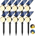 nipify 10 Pack Solar Spot Lights Outdoor Waterproof with 3 Modes Solar Spotlight Light for Outside Yard Landscape Lighting Pathway Lights WallWarm White