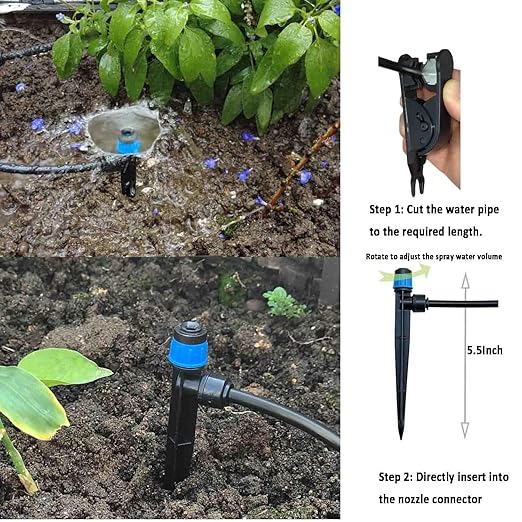 Drip Irrigation System with Water Timer for GardenMain ID 1/2inch 16.5Ft and 1/4inch 96Ft Water Hose Watering System Sufficient Water Pressure Irrigation Dripper Waterflow Evenly Easy DIY