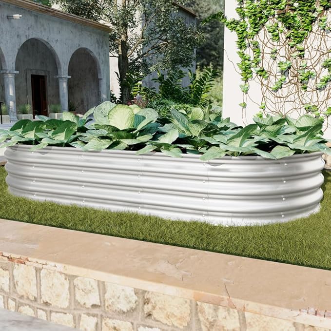 Beaunicorn 1Pcs 6x3x1ft Galvanized Raised Garden Bed Heavy Duty Planter Raised Beds for Outdoor for VegetablesFlowers &ampHerbs Rust-Resistant Metal Garden Bed Easy Assembly