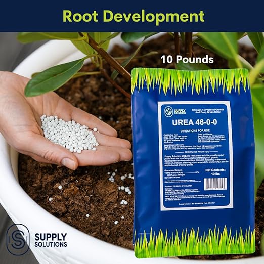 Supply Solutions Urea 46-0-0 Nitrogen Fertilizer to Stimulate Lush Growth and Deep Green Color - Plant Food Plant Fertilizer for Plants Lawn Garden - Bloom Booster for Flowers Fruits (10lbs)