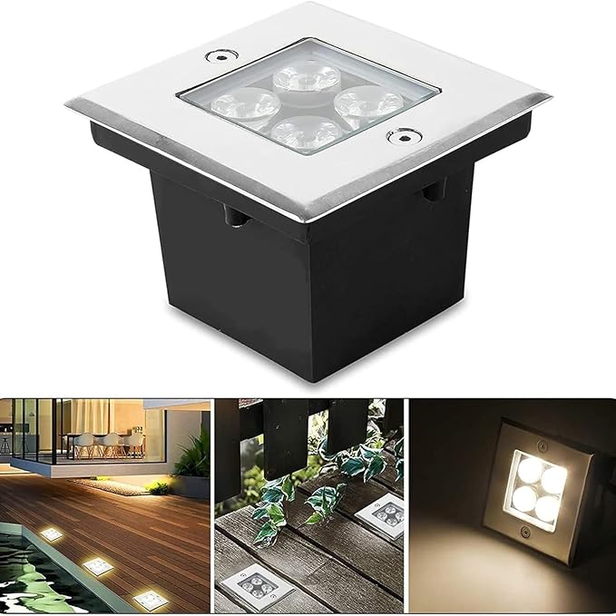 Outdoor Buried Lights - LED Landscape Lights AC 12V LED Gardens Floor Lamp Ip67 ?Waterproof Square Embedded Led Spot Lights for Terrace Villa Paths Garage IlNatural White-3w