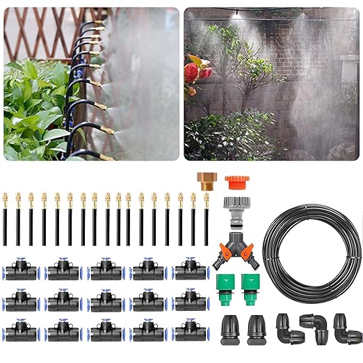 Greenhouse Drip Irrigation Kit Automatic Irrigation Equipment Set Bendable Drip Garden Watering System Easy Installation Suitable for 1/2 3/4 Faucets Smart Timer 1-300 40m