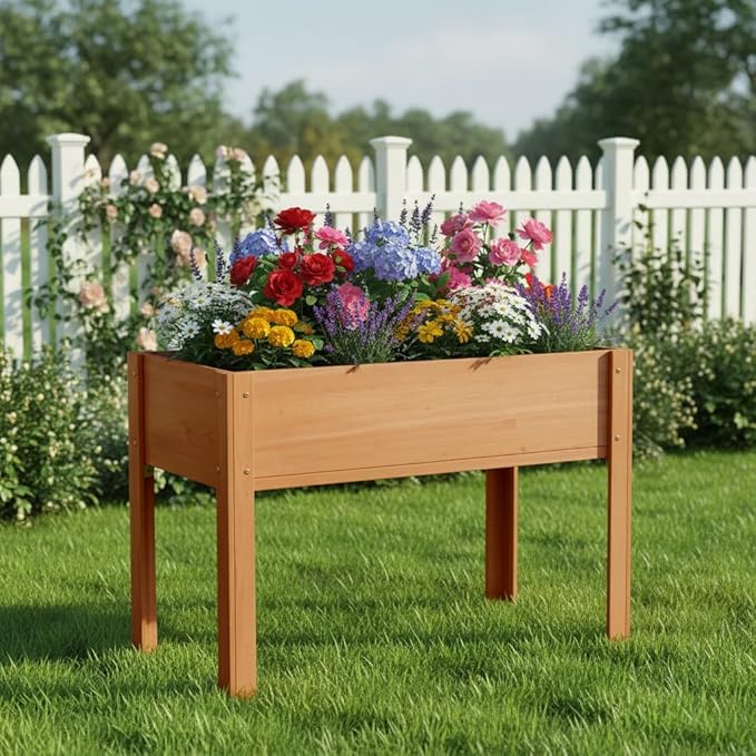 40x20x31 Inch Raised Planter Box with Legs Elevated Wooden Garden Bed for Growing Vegetables Fruits Flowers and Herbs