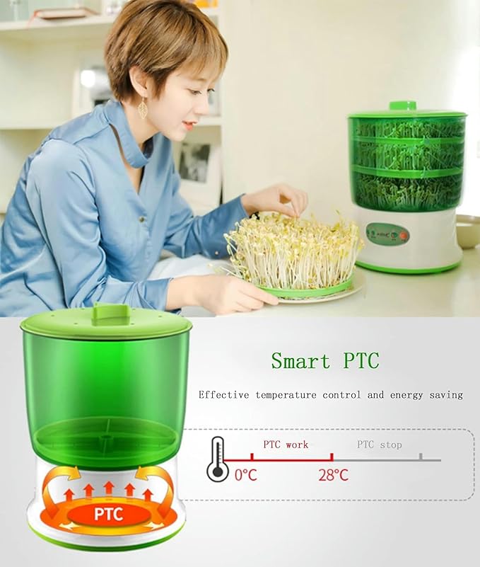 2PCS Bean Sprouts Machine Multi-Function Four-Season Intelligent Control Seed Germination kit U.S. regulations-1