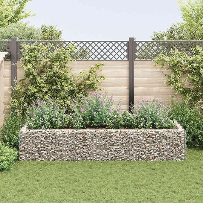 Galvanized Steel Gabion Raised Bed - 106.3x35.4x19.7 Outdoor Metal Planter Box for Gardening Flower and Plant Beds