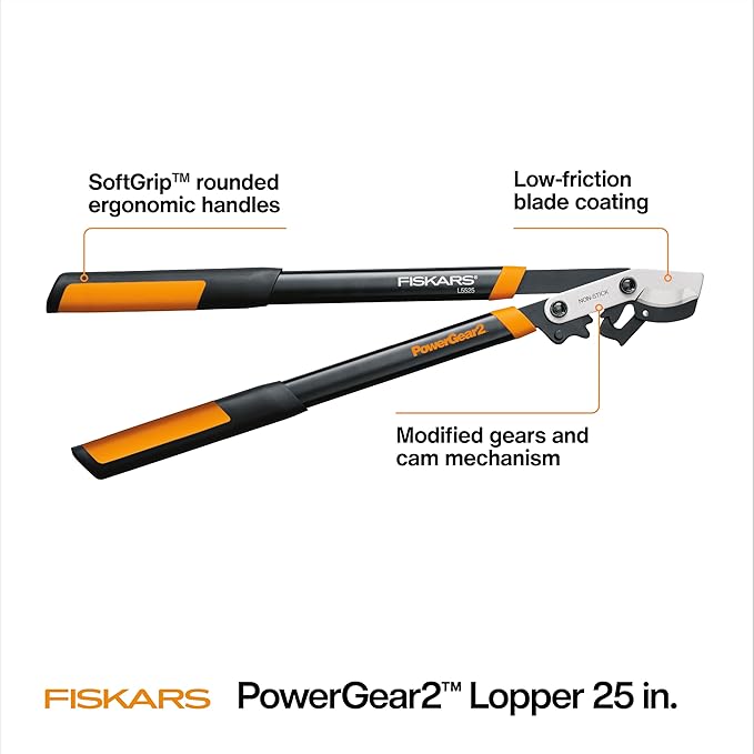 Fiskars 25-Inch Loppers for Tree Trimming Heavy Duty Sharp Steel Blade Tree Branch Cutter with up to 1.75 Diameter Cut Capacity PowerGear2 Design with Compound Action for More Power Hand Loppers