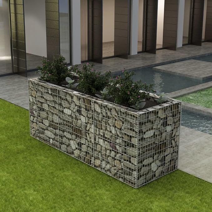 Gabion Raised Bed Baskets Cage Planter Raised Beds for Garden Balcony Patio Steel 106.3x35.4x39.4