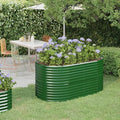 60 x 60 x 26.8 in Oval Green Powder-Coated Steel Raised Garden Bed Large Outdoor Planter Box for Vegetables Herbs &amp Flowers Sturdy Elevated Garden Beds for Balcony Patio or Yard