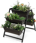 Giantex Vertical Raised Garden Bed 5 Planter Boxes Container w/Drainage Holes 31”H Freestanding Heavy-Duty Metal Frame Indoor Outdoor Raised Bed for Vegetables Herbs Flowers to Grow
