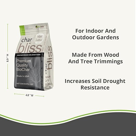Char Bliss (8 Qts) + Kelp Bliss (5lbs) - Kelp Meal Organic Fertilizer &amp Organic Biochar for Plants - Biochar Soil Amendment - Charcoal for Plants - Organic Kelp Fertilizer for Plants - Kelp for Pl