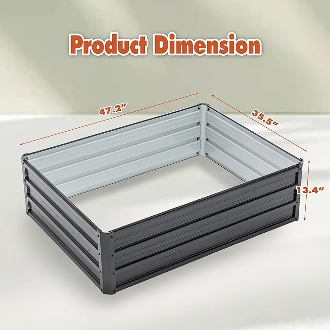 4x3x1ft Metal Raised Garden BedDeep Root Outdoor Galvanized Planter BoxPatio Kit Planting Beds for Vegetables Flowers HerbBlack