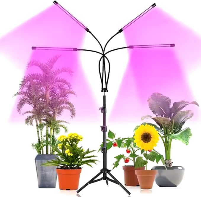 Grow Light with Stand Grow Lights for Indoor Plants with 36W Full Spectrum LED 10 Dimmable Brightness 6/9/12H Timer 3 Lighting Modes Adjustable Gooseneck Suitable for Various Plants Growth