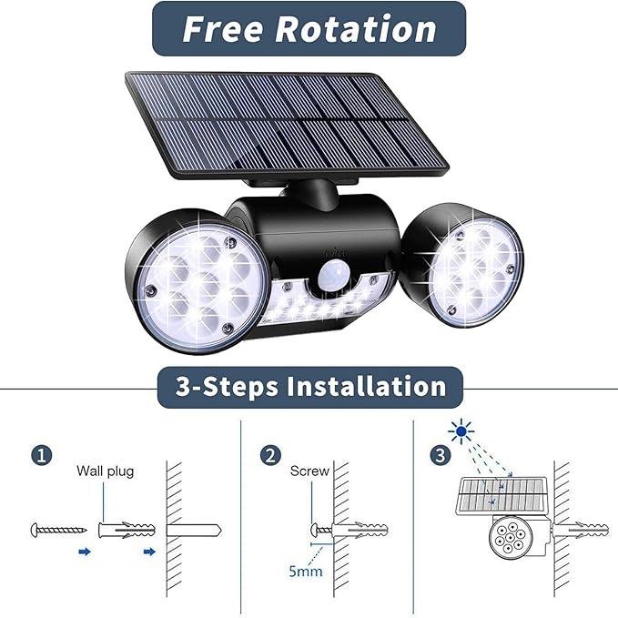 2 Pack Solar Outdoor Lights 30 LED Motion Sensor Solar Spot Lights Outdoor IP65 Waterproof Dusk to Dawn LED Motion Sensor Outdoor Lights for Yard Landscape Garage Pathway Wall
