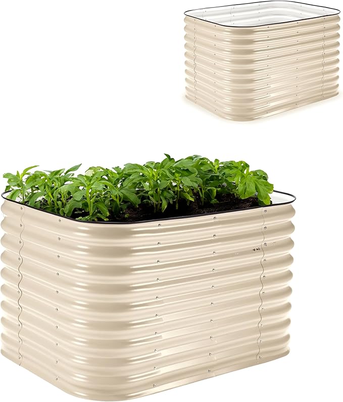 Epic Gardening 6-in-1 Modular Galvanized Raised Garden Bed Kit 29 Tall Metal Planter Box Durable Aluzinc Steel Raised Garden Bed Outdoor for Vegetables Herbs Flowers &amp Fruits - Small Light Cl