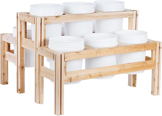 Greenes Fence Two-Tiers Nine Bucket Elevated Cedar Wood Garden Frame 43 in. x 43 in. x 30 in. - Made in USA with North American Cedar