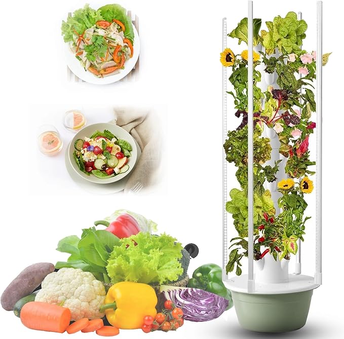 Hydroponics Tower with LED Grow Light - 5/7/9 Floors Indoor Plant Kit Vertical Hydroponics Growing Tower Tower Hydroponics System for Herbs and Vegetables for Herbs Vegetables5Layers/20Pots