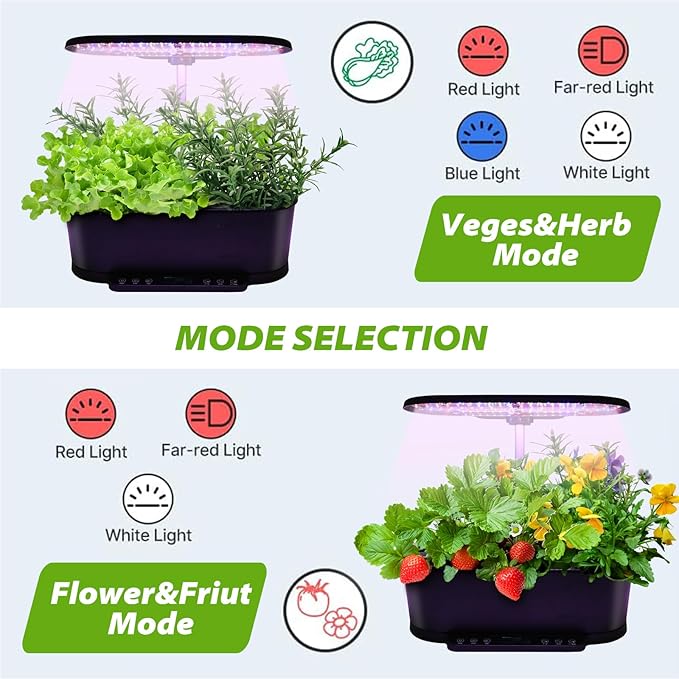 EAGLE PEAK 15 Pods Hydroponics Growing System with WiFi 5.5 L Water Tank Smart Indoor Plants Germination Kit with LED Grow Light Pump System Adjustable Height for Home Kitchen Gardening Black