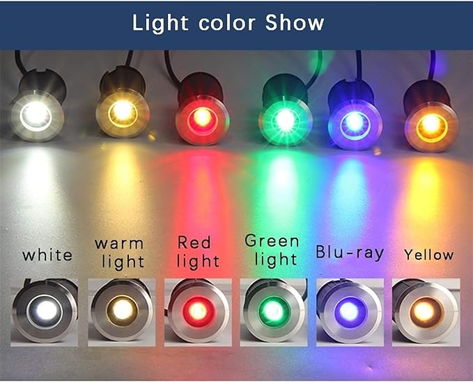 Buried Lights 1W Mini Underwater LED Recessed Spotlight Ultra-Thin Step Light IP68 Waterproof Stainless Steel Inground Light For Pool Fountain Garden Outdoor Landscape Lighting(White Light52mm(22
