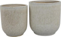 Accent Planter Set of 2 White Gray Ceramic Smooth Glossy Texture