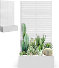 Metal Planter Box with Trellis for Patio 35 L×16 W×71 H Raised Garden Bed with Trellis Privacy Screen Planter Box for Climbing Plants Outdoor (White Blinds)