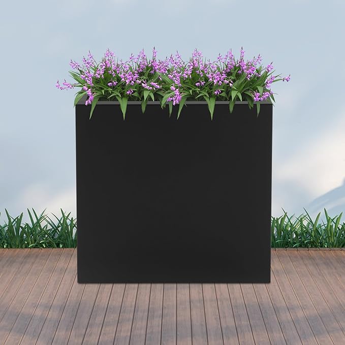 Metal Raised Garden Bed 20.5 * 10 * 22in Steel Rectangular Planter Flower Box for Indoor Outdoor Balconies Gardens Decks Patios Decks Front Porches (Black)