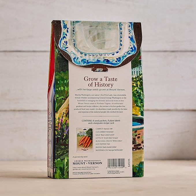 Burpee 'Martha Washington’s Kitchen Garden' Seed Collection – 8 Historic Heirloom Vegetables Grown at Mount Vernon with Plant Labels &amp Keepsake Recipe Card