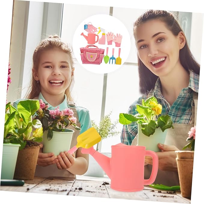 Yardwe 1 Set Kids Gardening Tools Set Shovel Rake Watering Can Gloves Apron Perfect for Kids'