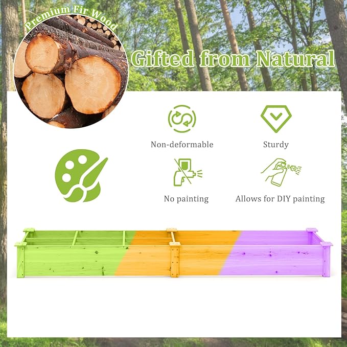 Wooden Raised Garden Bed 90 Elevated Flower Bed with 2 Planter Boxes &amp Dividers for Growing Vegetables Fruits Herbs Rectangular Garden Planter for Backyard &amp Lawn
