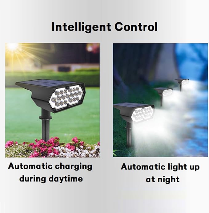 Solar Spot Lights Outdoor 19 LED 2 Lighting Modes Solar Landscape Spotlights Solar Powered Security LightsWaterproof IP65 Wall Lights for Walkway Yard Garden DrivewayWarm white2 Pack