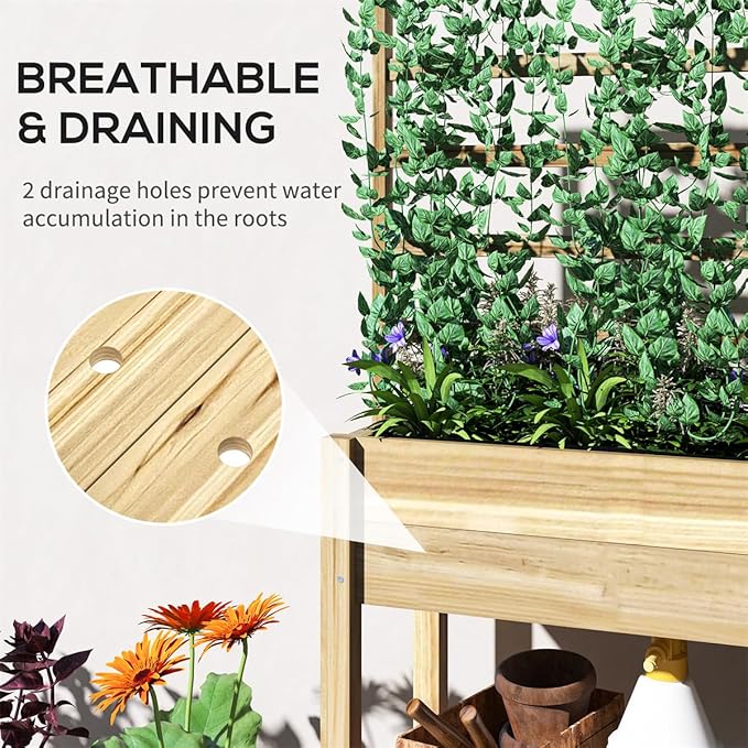 Raised Garden Planter Outdoor Garden Raised Bed Vegetable Flower Planter Raised Stand for Garden Grow Your Own Herb GardenRaised Garden Bed Outdoor Planter Box &amp Plant Stand with Climbing Rack