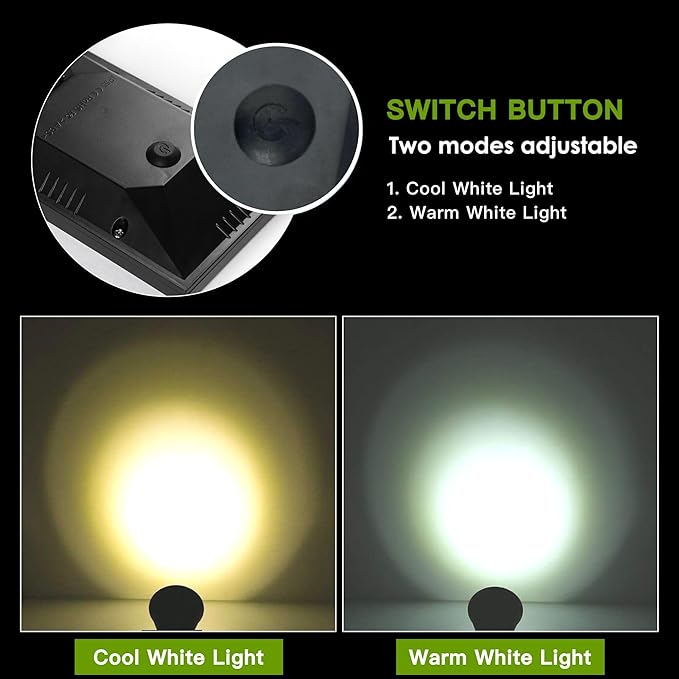 MEIHONG Solar Spot Lights - Outdoor Landscape Lights with Dusk to Dawn Sensor 2 Modes 3000K/6000K (4 Pack)